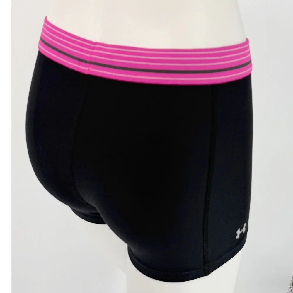 Under Armour Compression Shorts Black‎ Pink Stripe Athletic S Activwear 102-48